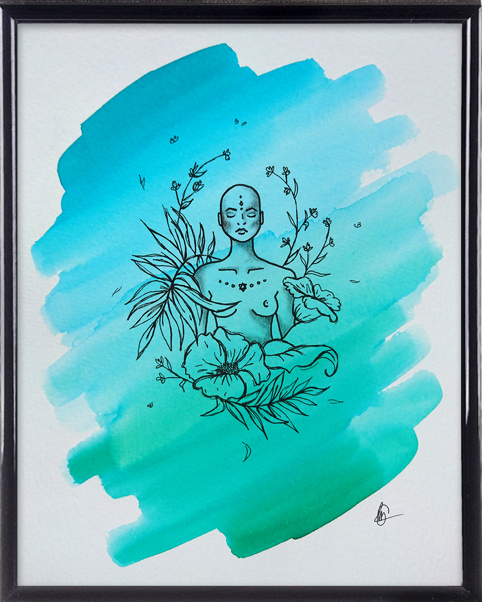 ZEN Flower Power spirituele tekening in lijst | CLM Art