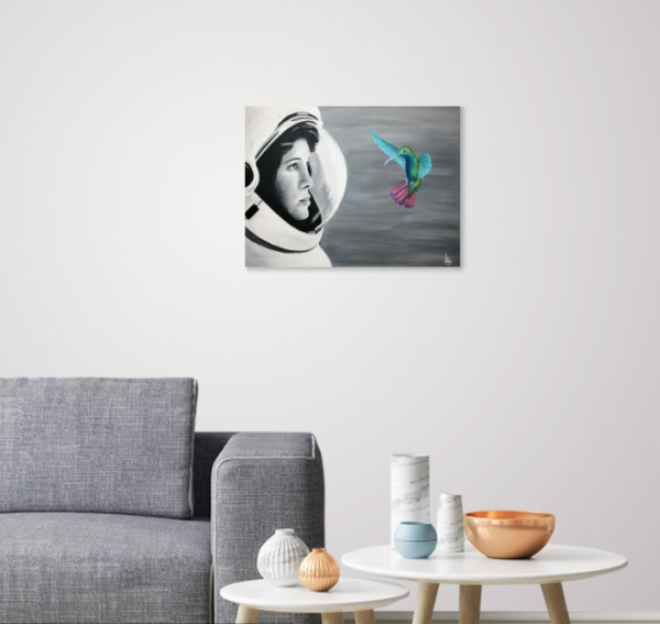 Facing Freedom - Modern Schilderij astronaut en kolibrie - interieur | CLM Art
