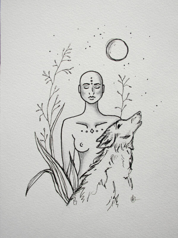 ZEN tekening - Meditatie - Wolf | CLM Art