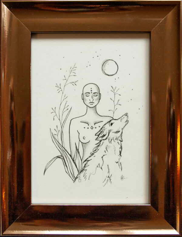 ZEN tekening in lijst - Meditatie - Wolf | CLM Art